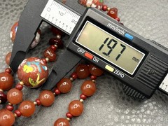 VTG Bird Butterfly Asian Cloisonne Carnelian Bead Hand Knotted Necklace 28”