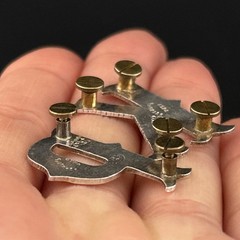 Vintage Rare Sterling 925 Mexican Monogram P K Screw Back Brooch Set 4029