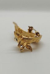 Gold Tone Giraffe W/Green Rhinestones Eyes Signed LG (Lind-gal)