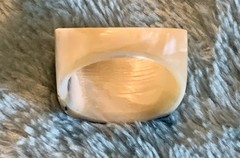 Vintage Stunning Carved Mother Of Pearl (Zebra Colors) Ring -Size 5.25