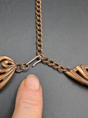 Vintage Renoir Copper Necklace Mid Century Modern MCM Signed Scroll Choker 1950s