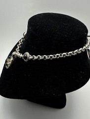 Vintage Brighton Necklace Silver/Gold Tone Black Stones Chunky Link Estate 10”