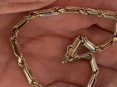 10k gold tube barrel clasp paper clip bracelet 2.95 grams #3