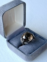 Vintage Sterling Silver Smoky Quartz Crystal Ring Size 7