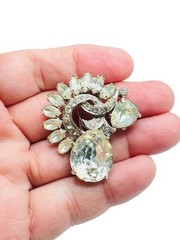 Vintage Eisenberg Rhinestone Fur Clip Brooch Beautiful