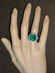 Vintage Platinum Engagement Ring 5.30CT. Gem Natural Green Emerald Square Shape