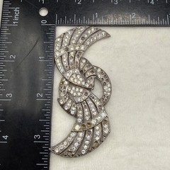 Vintage Butler and Wilson Rhinestone Ribbon Brooch Pot Metal Signed B&W READ