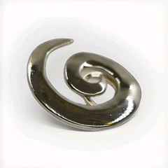 M Jeny Designer Brooch Vintage 1950s 1970s Enameled Silver Tone Swirl Jewelry