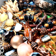 1/2LB Jewelry TREASURE Lot with Earthy & Warm Amber, Brown golden Autumn theme