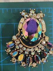 Vtg Hollycraft 1956 Peacock Blue Ab Clip Earrings Iridescent Glass Articulated