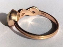 Vintage Rose Gold Plated Silver & Prehnite Ring, Infinity Theme, P (17.75 mm)