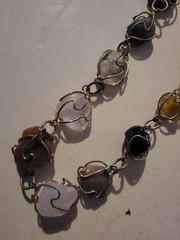 Vintage 1960’s Wire Wrapped Natural Semi-Precious Stones Necklace