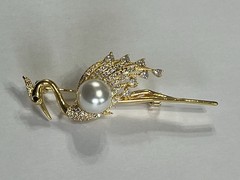 Crystal Rhinestone Owl Flamingo Brooch Pin Glass Vintage LOT Bird Peacock Clear