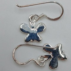 VTG 925 MOP Butterfly Earrings 1in Drop Sterling Silver Mother of Pearl Inlay