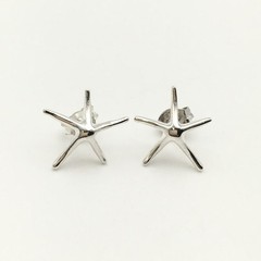 Vintage Sterling Silver Starfish Star Stud Post Earrings Marked 925 1.2g #88