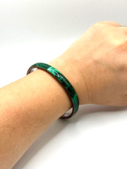 Vintage Copper and Green Malachite Inlay Bangle Bracelet 2.25″ Diameter