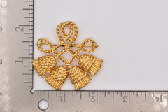 Vintage Gold Knotted Rope Tassel Brooch Pin Celtic Statement Chunky 1980s BinBP