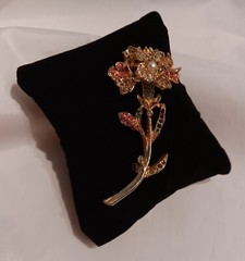 Flower Art Mode Jewelry Creations Brooch Arthur Pepper Carnation Rhinestones