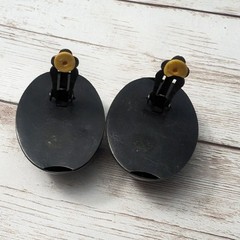 Vintage Clip On Earrings – Extra Large Metal Dark Brown & Brass Tones