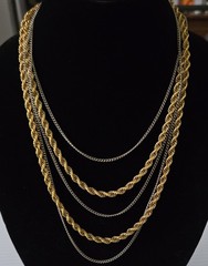 Vintage Gold Silver Tone Multi Strand Rope Chain Statement Necklace 1980s