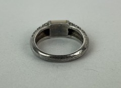 VTG Art Deco Mother of Pearl & Marcasite (925) Sterling Silver Ring 7.75