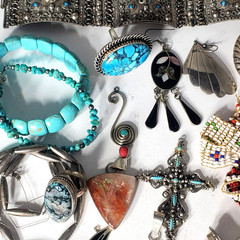 Vtg Silver Plated Alpaca Mixed Metals SOUTHWEST Jewlery Lot Collection 20 Pcs