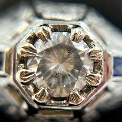 18k White Gold BELAIS Antique 0.83ct Diamond Vtg Art Deco Ring Sz 7.25 (I-56431)