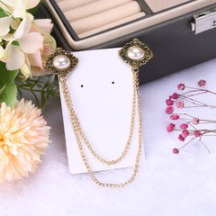 2pcs Sweater Clips Vintage Cardigan Collar Clips with Chain Gold