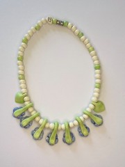 Vintage Flying Colors Ceramic Blue Flower Necklace-Pristine Condition