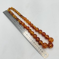 Vintage Soviet Faux Amber Necklace 1970s Retro Graduated Bead Statement Jewelry