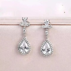 Art Deco Lab Created Diamond Drop/Dangle Antique Earring 14k White Gold Finish