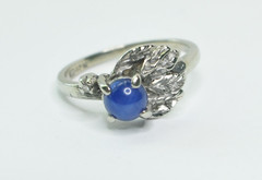 VTG Art Deco 10K White Gold Genuine Star Sapphire & Diamond Ring Sz 4.5 – 2.12 g