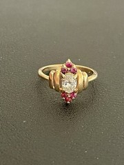 14k Yellow Gold Diamond And Ruby Ring (C33)