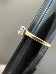 Art Deco 14k Yellow Gold White Topaz Wedding Band Ring Solitaire .4ct Sz 4.75
