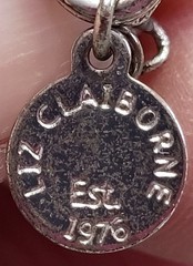 Vintage Liz Claiborne Round Silver Pendant Necklace Beaded Chain