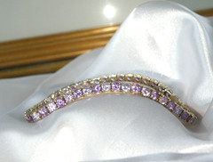 Vintage Sterling Silver 925 Gold Over Amethyst CZ Tennis Bracelet 7.5″