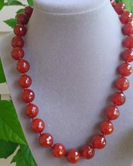 Vintage Kalifano Faceted Carnelian 16mm Bead Necklace Hand knotted 118 G