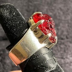 VTG – Starborn Etched Spessartite Garnet on Wide Band 925 Sterling -Sz 6.75 -10g