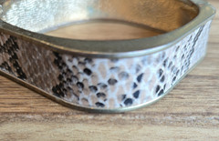 Vintage Hinged Bangle Bracelet Snake Skin Unique Square Shape