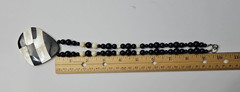 Vintage Black and Off-White Beaded Statement Pendant Necklace