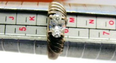 sz 5.50 Vintage Sterling Silver 925 Clear Lab Faceted Oval Patina 2.30g