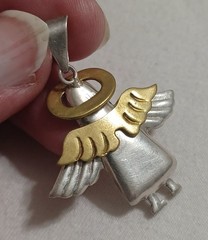 BEAUTIFUL Large Sterling Silver ANGEL Necklace, Solid 16″ Inch Chain Italy 925