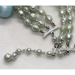 Vintage Pastel Blue Plastic Bead 3 Strand 16” Necklace Earrings Set 60s Japan
