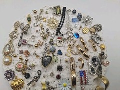 Lot of Small singles Rhinestone Earrings Post Pierced back Clear & multicolor