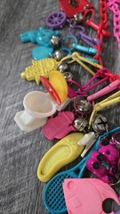 Vintage 1980s Plastic Bell Charm Necklace Loaded Lot 80s Retro Kidcore 30 Charms