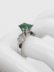 Bellari $12,000 5.50ct Natural Emerald Princess Cut Diamond 18k White Gold Ring