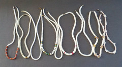 Vintage Shell Disc Necklace Bead Jewelry Mixed Lot 9 Used Wearable Barrel Red