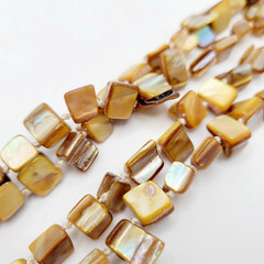 Warm Brown Beige Tone MOP Abalone Tri Tip Nugget NO CLASP Vintage Necklace 36 in
