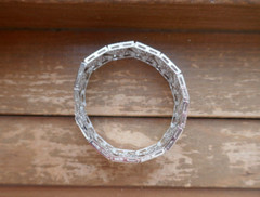 Sterling Silver 21mm Wide Bracelet Pave’ Hearts w Clear CZs 7″ Long in Black Box