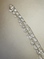 14kt Gold Filled Station Necklace AB Iridescent Crystal Glass Dangle Beads 32in